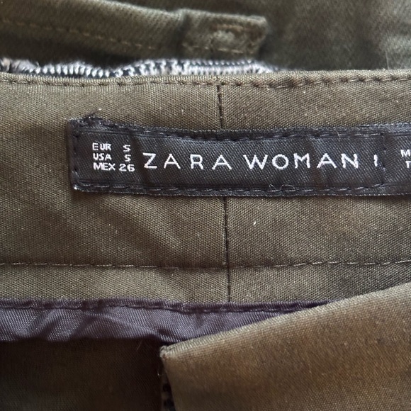 ZARA Olive Green Trafaluc Side Strip Trouser Pants - Picture 5 of 5